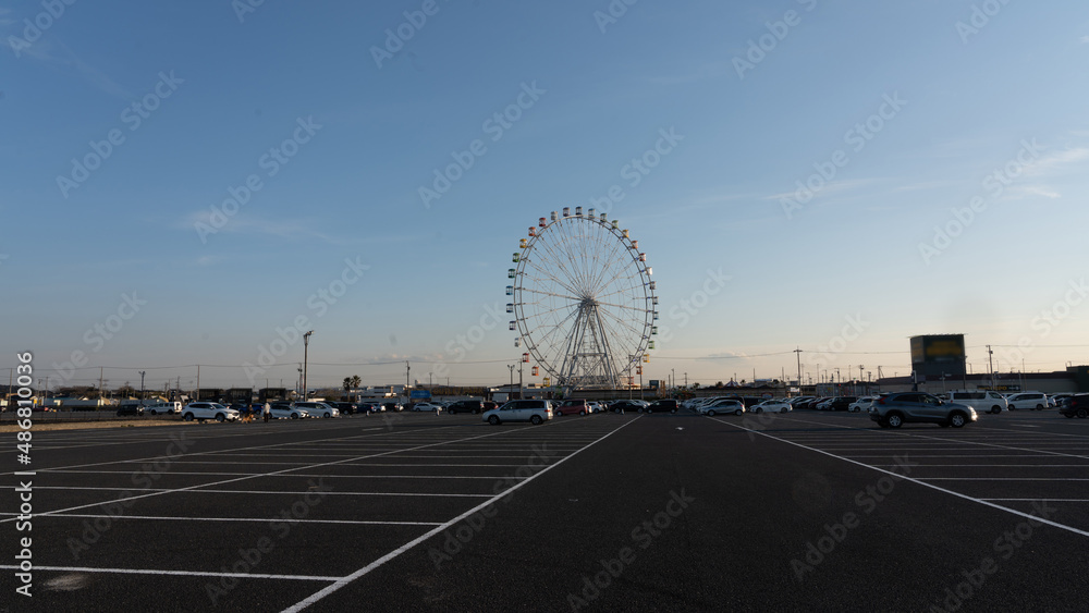 Ferris wheel and parking lot