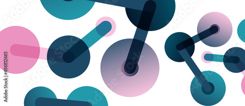 Abstract background. Round dots connected by lines. Trendy techno business template for wallpaper, banner, background or landing