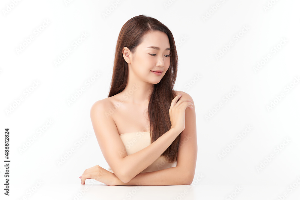 Beautiful young asian woman with clean fresh skin on white background, Face care, Facial treatment, Cosmetology, beauty and spa, Asian women portrait. Beautiful young asian woman with clean fresh skin on white background, Face care, Facial treatment, Cosmetology, beauty and spa, Asian women portrait.