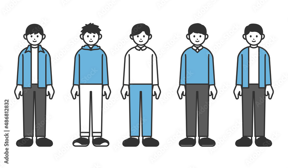 男性が立っているイラスト素材セット 男性が立っているイラスト素材セット