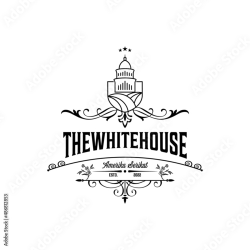 white house vintage vector logo symbol illustration design