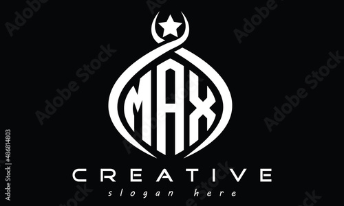 MAX three letters monogram curved oval initial logo design, minimalist modern creative logo, vector template