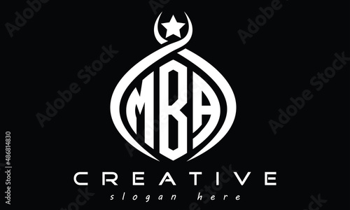 MBA three letters monogram curved oval initial logo design, minimalist modern creative logo, vector template