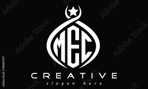 MEC three letters monogram curved oval initial logo design, minimalist modern creative logo, vector template
