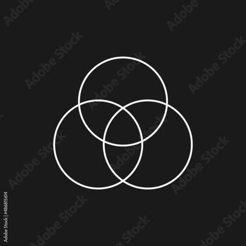 Retrowave aesthetics symmetrical composition of intersecting circles. Synthwave black and white circles 1980s style. Retrowave design element for poster, banner, etc. Vector