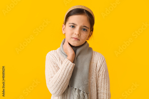 Sad little girl suffering f...