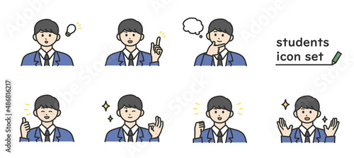 制服を着た男の子の様々な表情のイラスト素材