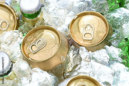 beer can chilled in ice