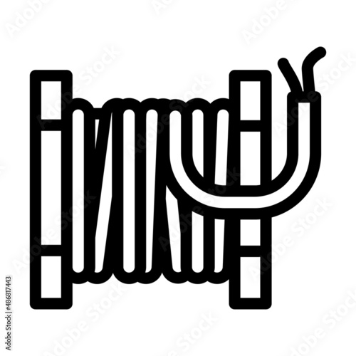bobbin cable line icon vector. bobbin cable sign. isolated contour symbol black illustration