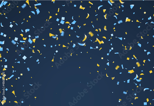 Colorful bright confetti isolated on background. Festive vector illustration with place for text photo