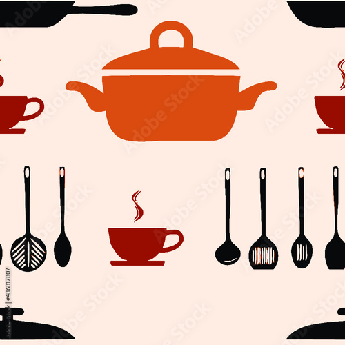 pattern with kitchen utensils
