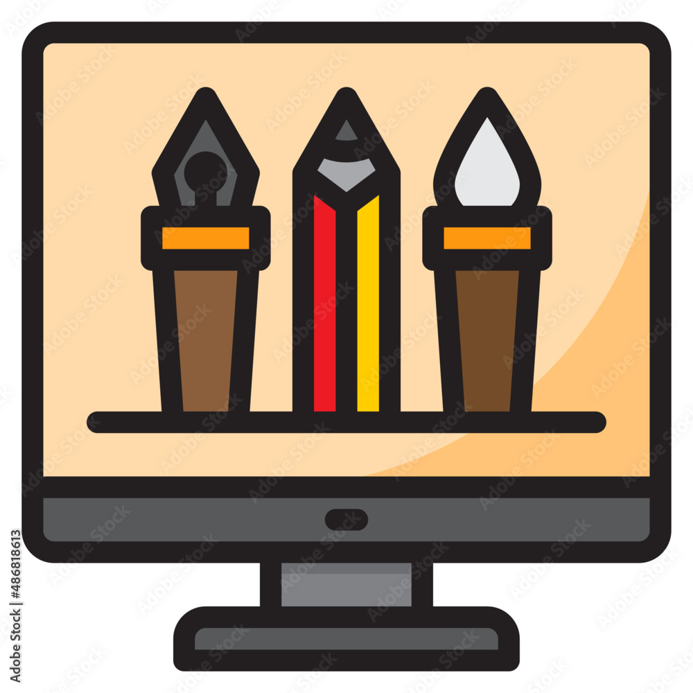 Fototapeta premium computer color line style icon