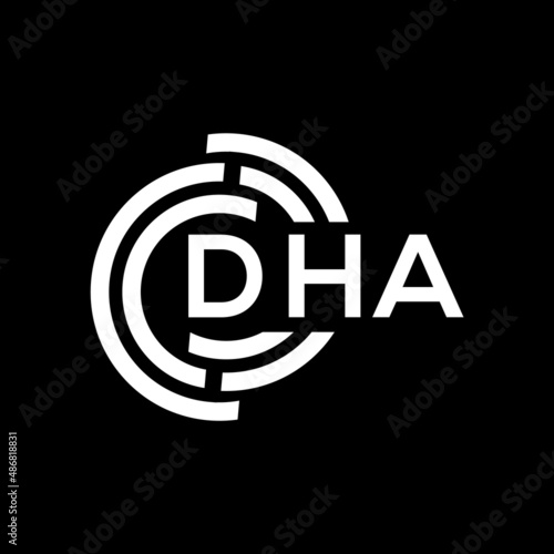 DHA letter logo design on black background. DHA creative initials letter logo concept. DHA letter design.