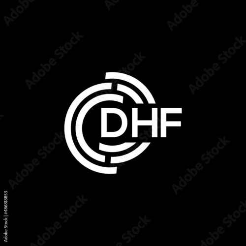 DHF letter logo design on black background. DHF creative initials letter logo concept. DHF letter design. photo