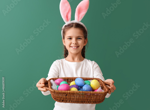 Funny little girl with bunn...