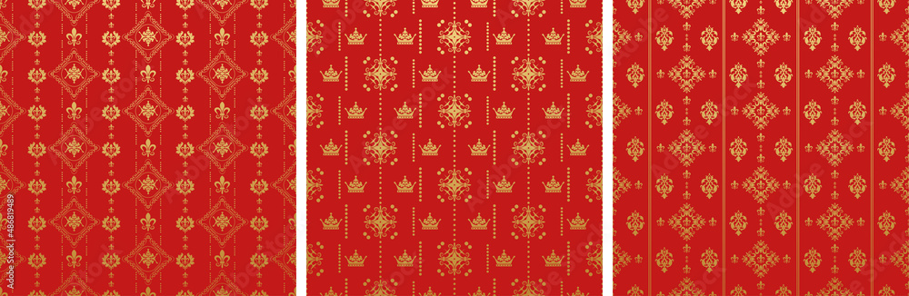 Red background wallpaper with gold pattern Red background wallpaper with gold pattern
