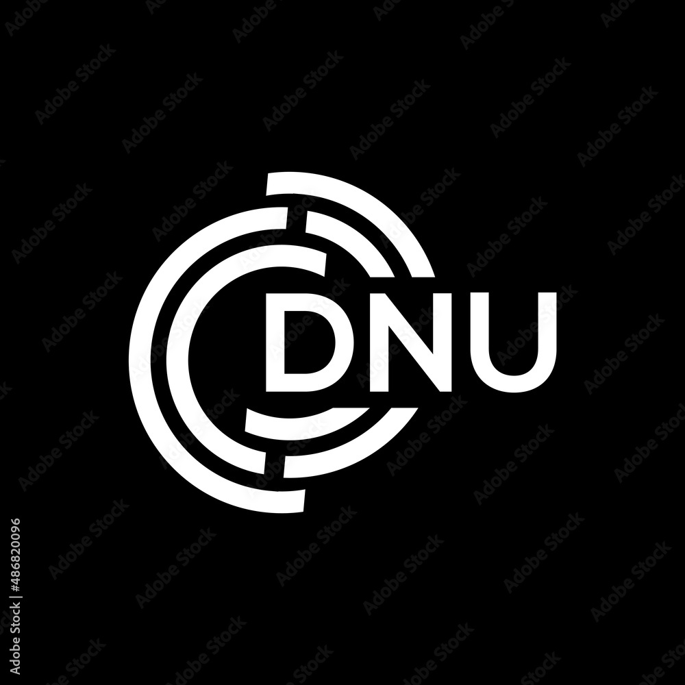 Obraz premium DNU letter logo design on black background. DNU creative initials letter logo concept. DNU letter design.