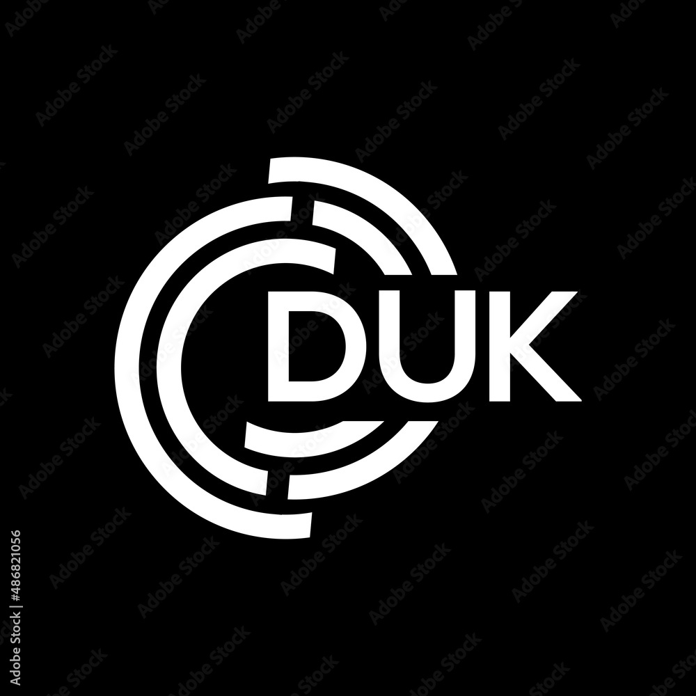 Obraz premium DUK letter logo design on black background. DUK creative initials letter logo concept. DUK letter design.