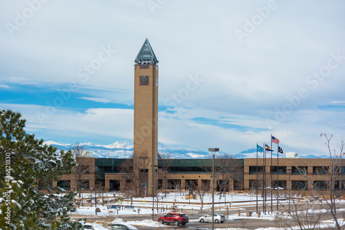 Westminster, Colorado City Hall on a snow covered day