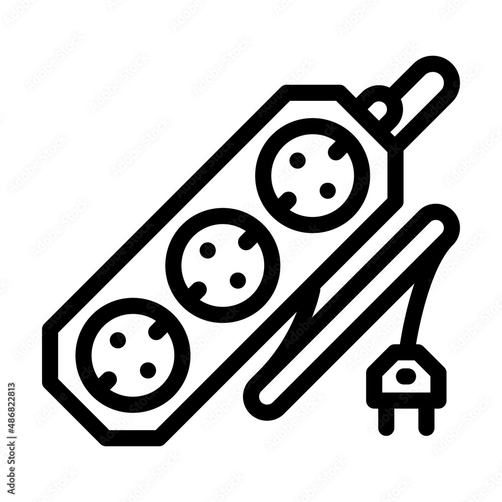 cord socket line icon vector. cord socket sign. isolated contour symbol black illustration cord socket line icon vector. cord socket sign. isolated contour symbol black illustration