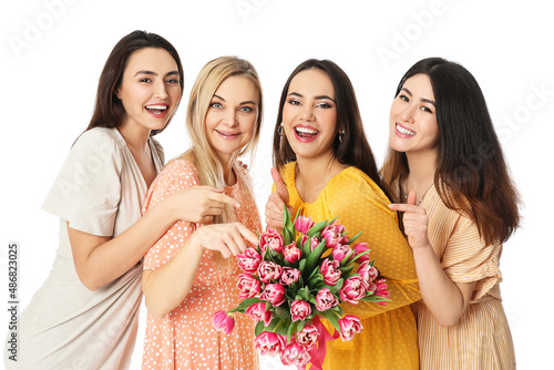 Beautiful women with bouque...