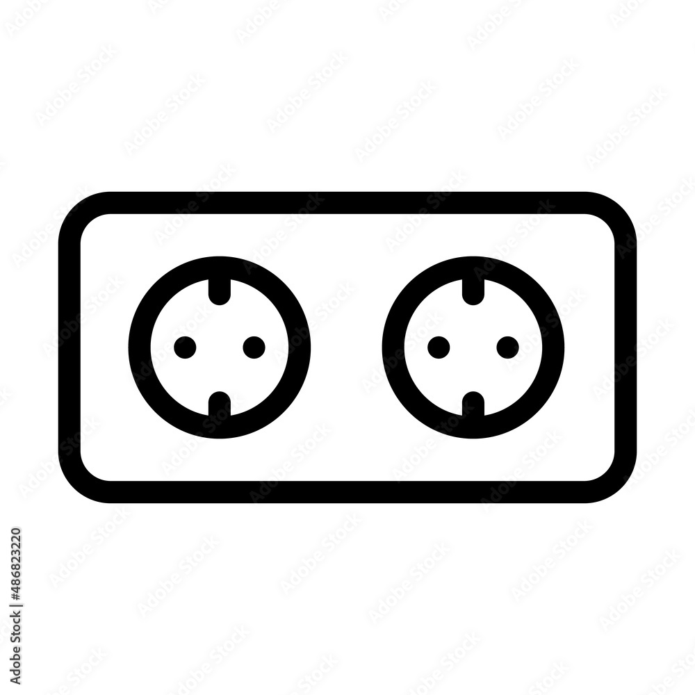 double socket line icon vector. double socket sign. isolated contour symbol black illustration double socket line icon vector. double socket sign. isolated contour symbol black illustration