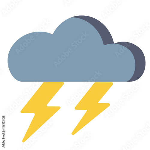 Estado del clima lluvia intensa con rayos, tormenta eléctrica