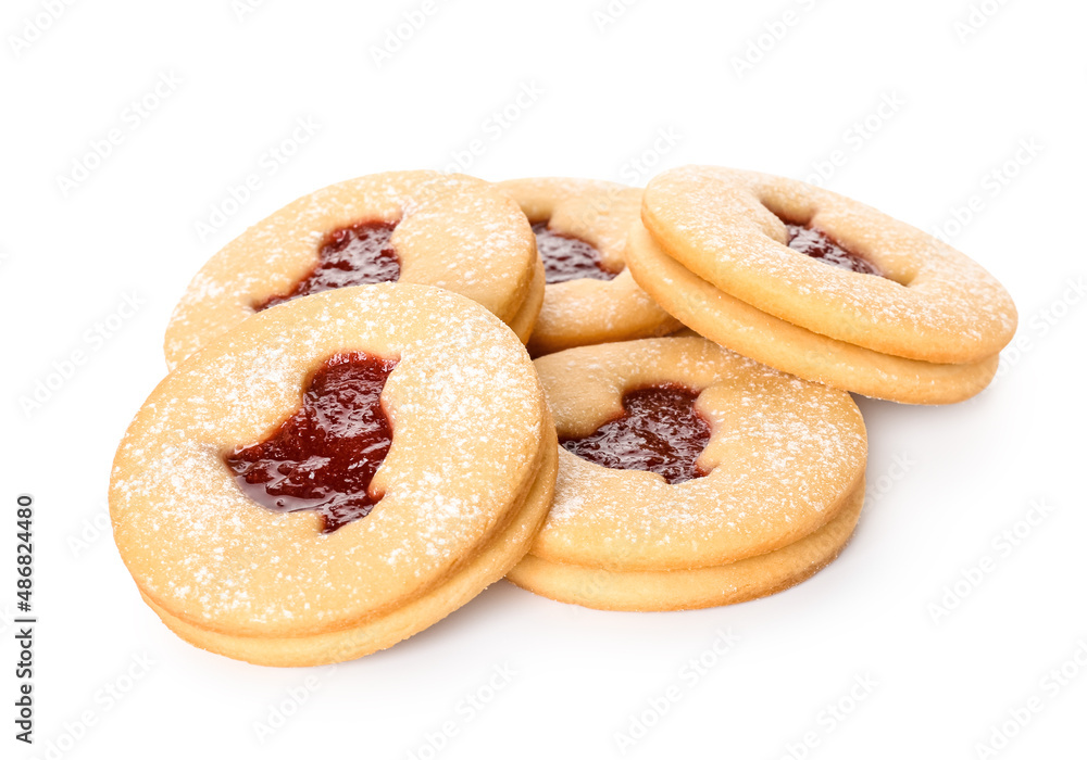 Tasty Easter cookies isolated on white background