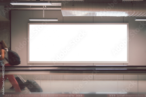 Blank advertising billboard at airport,mockup poster media template ads display	