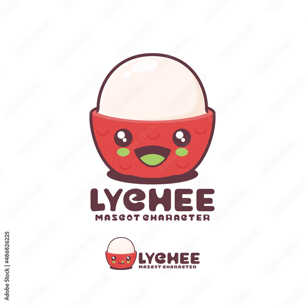 vector lychee cartoon mascot, with a happy expression, suitable for, logos, prints, stickers, etc vector lychee cartoon mascot, with a happy expression, suitable for, logos, prints, stickers, etc