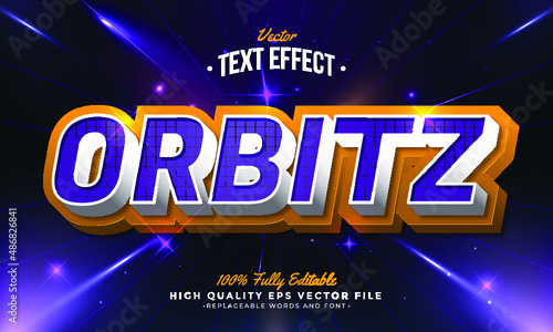 Editable modern text effect vector files - orbitz 3d bevel style light background