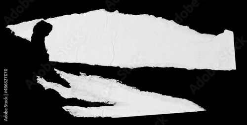 Obraz na plátně White paper sticker torn pieces isolated on black background