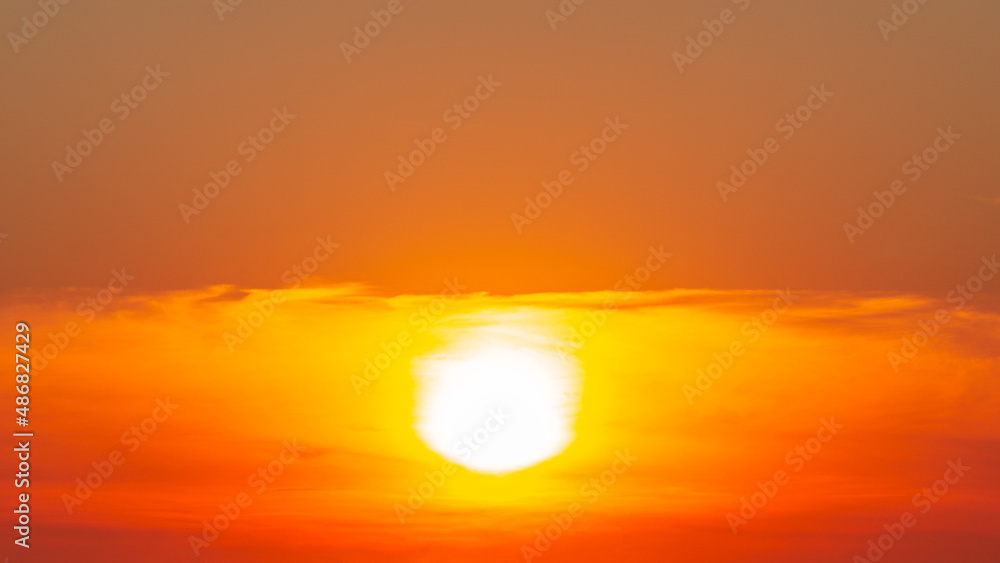 abstract orange cloudy sky and brightness sun, nature background image