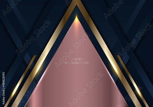 3D modern luxury banner template design blue, copper and golden metallic