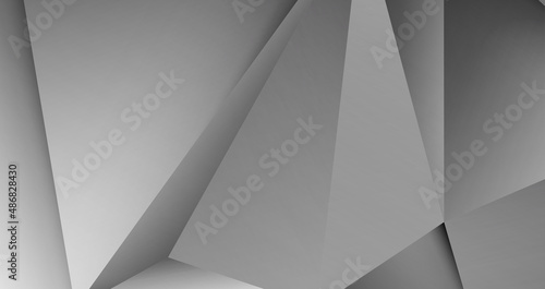 Realistic silver background, abstract geometric rumpled triangular style. © chanoom