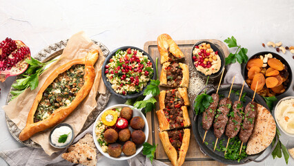 Turkish food on light background.