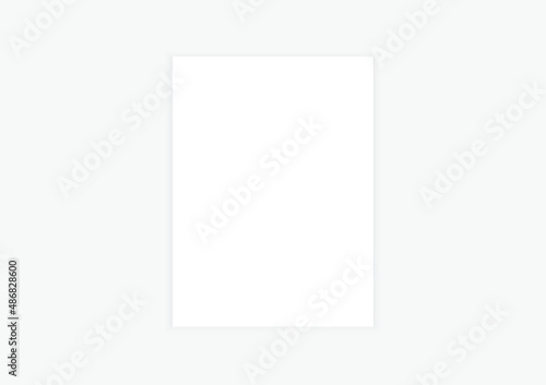 Empty paper template. Realistic vertical mockup on white background with shadow. Isolated vector illustrator.