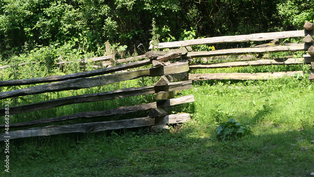 Old American styled timber Fencing at farm ranch Old American styled timber Fencing at farm ranch