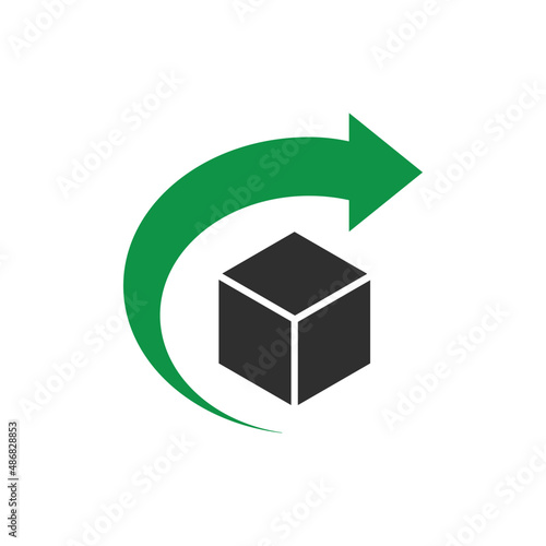 Easy return simple icon vector template | box, return sign
