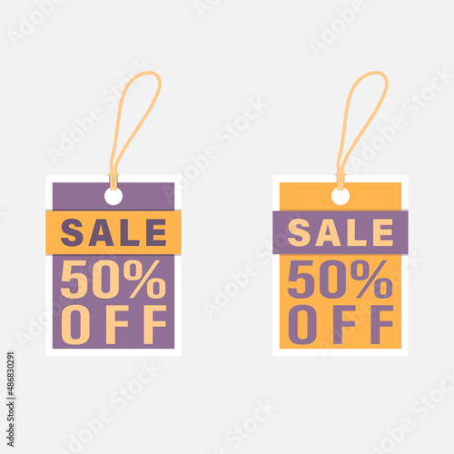 Sale promotion tags, flat design style, two tone color, vector illustration