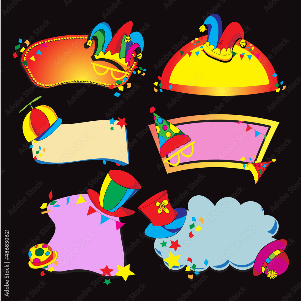 Naklejka premium The clown hat bundle set for happy or funny concept.