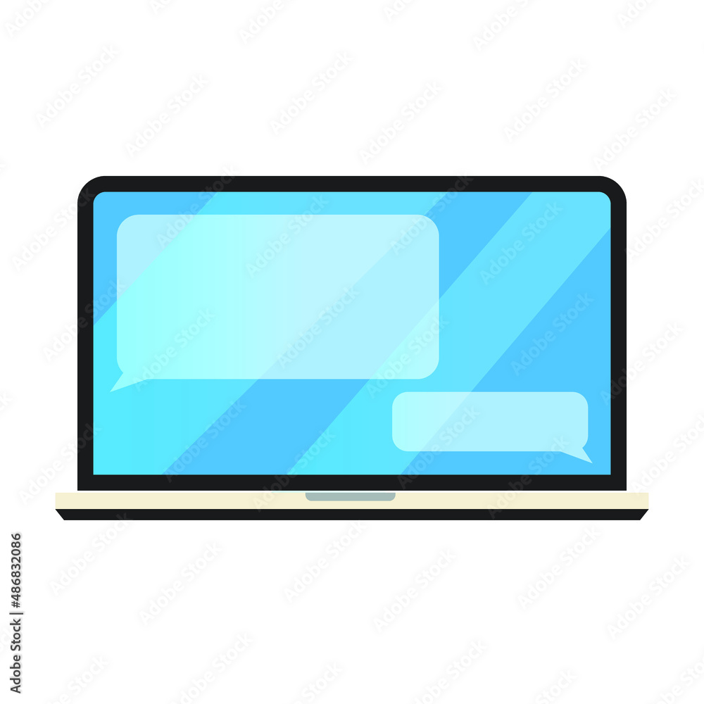 vector illustration of laptop with blue screen, open dialog. Distance learning. Remote work. vector illustration of laptop with blue screen, open dialog. Distance learning. Remote work.