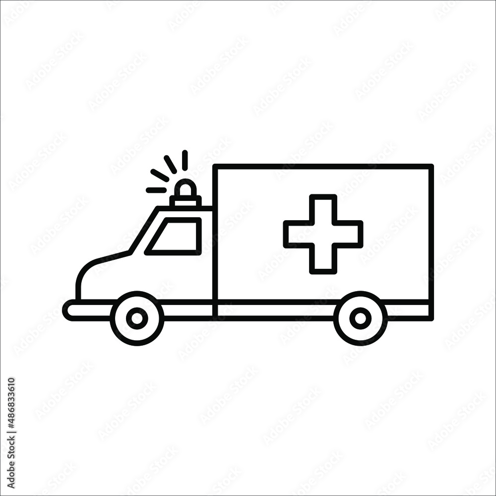 Ambulance icon. ambulance truck icon vector illustration on white background Ambulance icon. ambulance truck icon vector illustration on white background