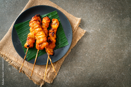 grilled chicken skewer in Asian style photo