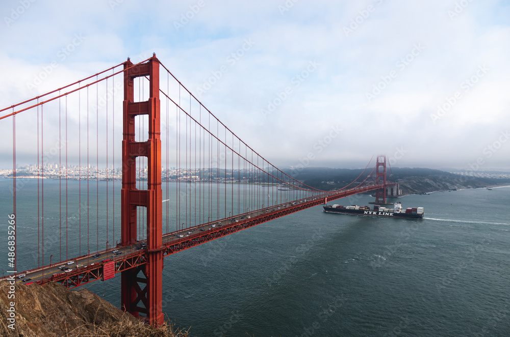 Golden Gate Bridge, SF, San Francisco, bridge, sea, red, orange