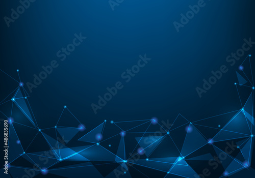 technology triangle,shapes and line on blue dark background with copyspace. Abstract network connect. copy space for text input. vector illustration technology style.