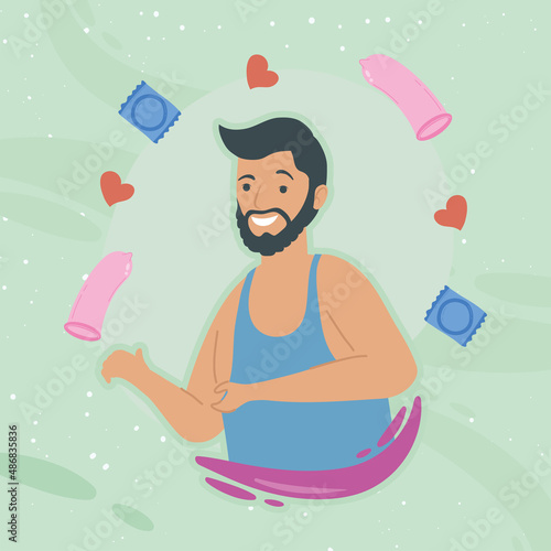 man with sexual icons