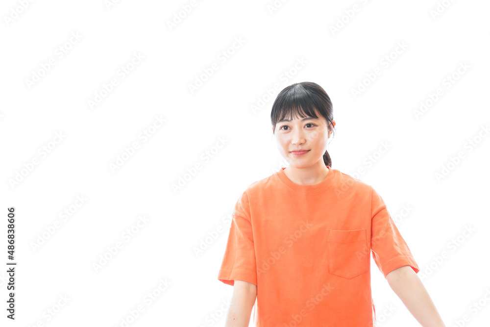 ストレッチをする若い女性 ストレッチをする若い女性