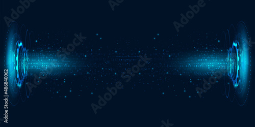 Hologram digital technology furturistic with light star.