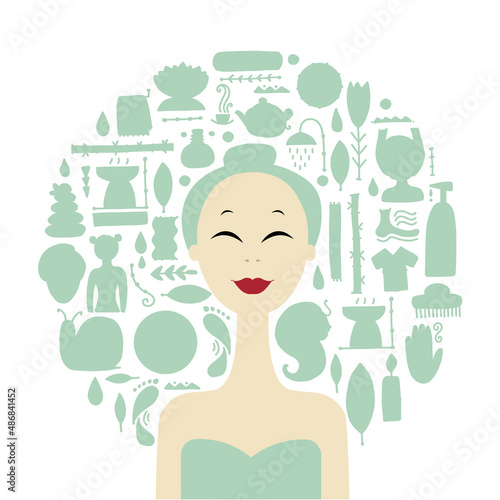 Abstract Asian Woman. Spa Salon and Relax Design Concept